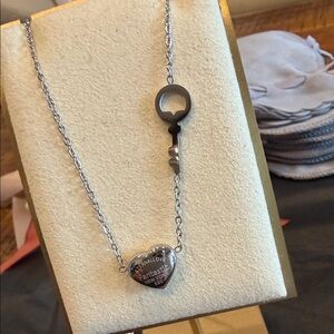Silver Heart and Key Necklace